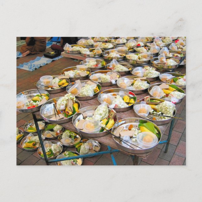 Livsmedel för en hindufestival vykort (Framsida)