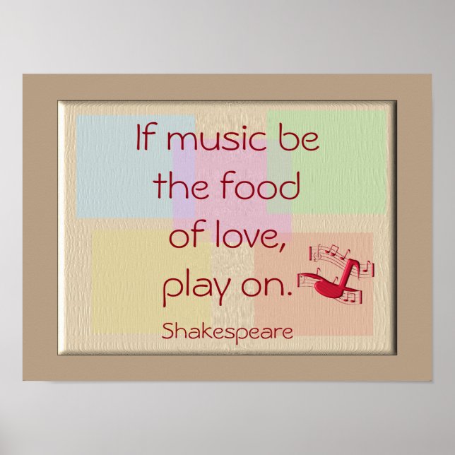 Livsmedel i kärlek - konsttryck - Shakespeare-cita Poster (Framsidan)