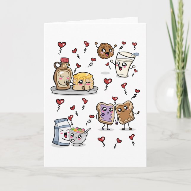 Livsmedel i Teckning i Kärlek Kawaii Kort (Framsida)
