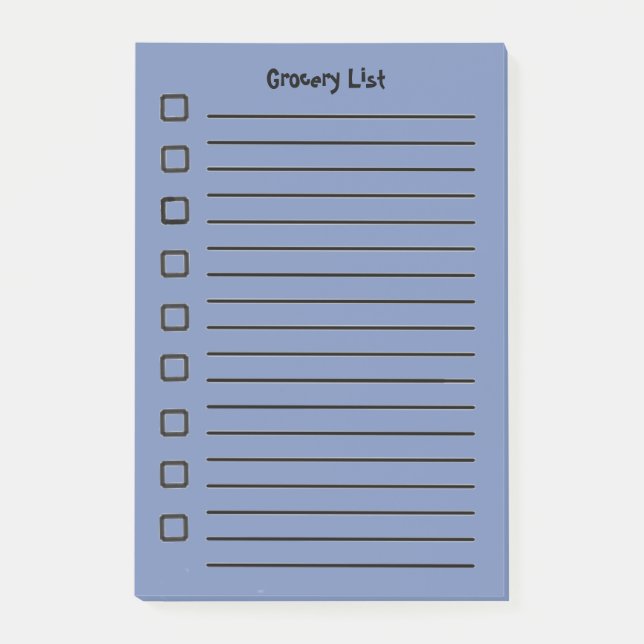 Livsmedel List Blue Sticky Notes 2:a utgåvan Post-it Block (Framsida)