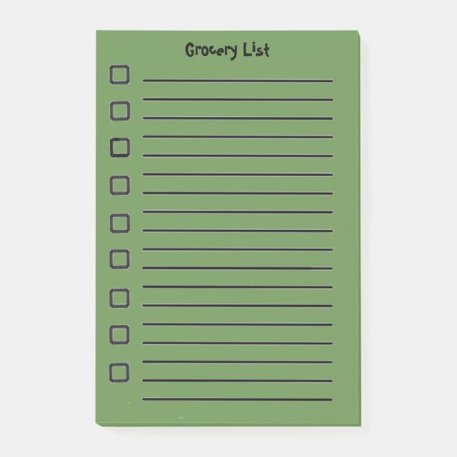 Livsmedel List Grönt Sticky Notes 2:a utgåvan Post-it Block (Framsida)