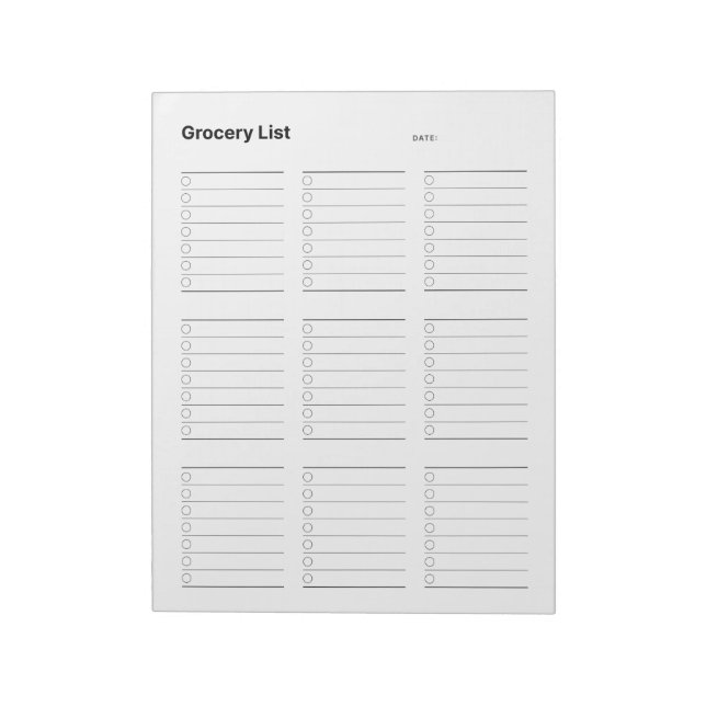 Livsmedel-lista Anteckningsblock (Roterad)