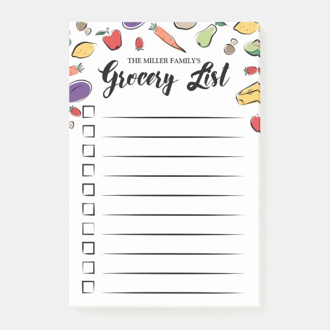 Livsmedel-lista för dockningsruta post-it block (Framsida)