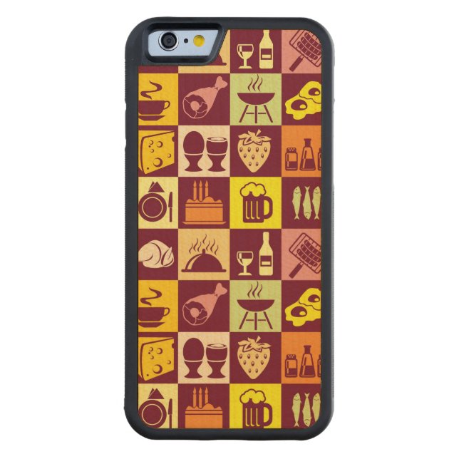 Livsmedel Mönster 3 Carved Wood iPhone Skal (Baksidan)