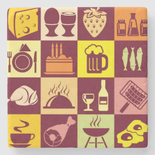 Livsmedel Mönster 3 Underlägg Sten