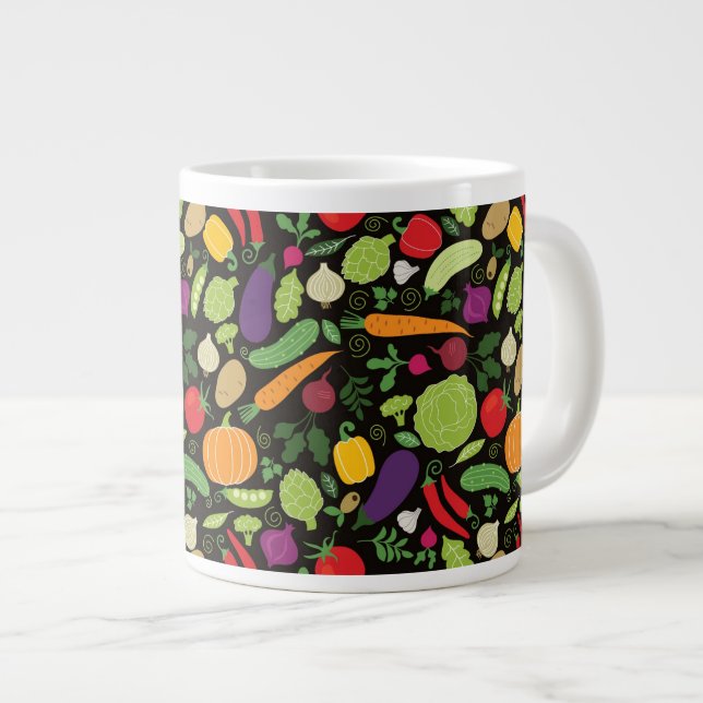 Livsmedel på svart bakgrund jumbo mugg (Framsida höger)