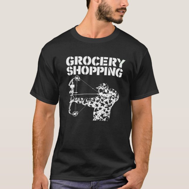 Livsmedel Shopping Bowhun Archer Hjort Hunter T Shirt (Framsida)