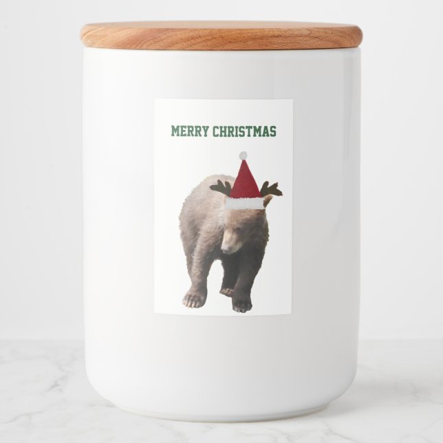 Livsmedelsbehållare, etikett 2 x 3 av björn unge (Framsida)