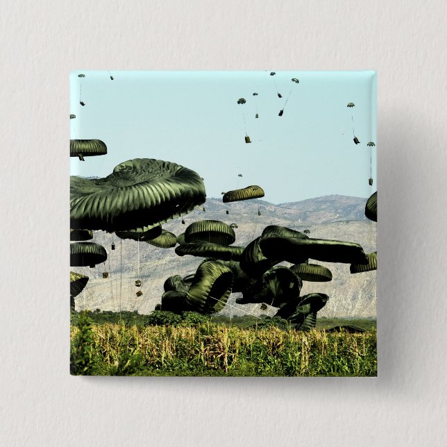 Livsmedelsbuntar och vatten levereras till luft knapp (Framsida)