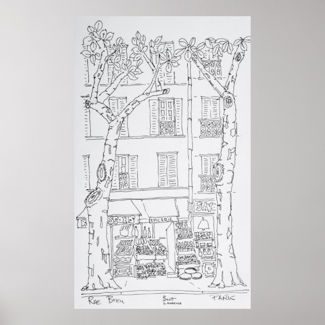 Livsmedelsbutik | Rue Brea, Paris, Frankrike Poster (Framsidan)