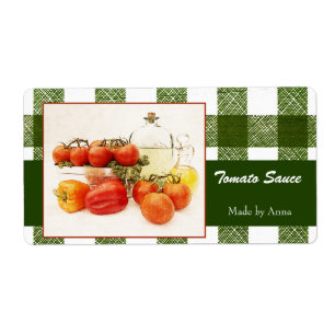 Livsmedelsetiketter för tomatsås fraktsedel