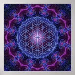 LIVSMEDELSFLÖDE/Blume des Lebens Mandala II Square Poster