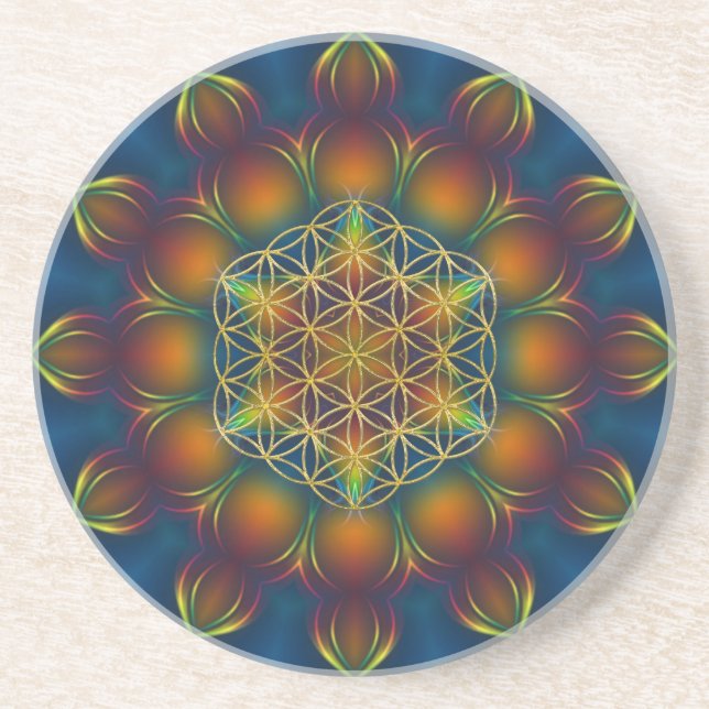 LIVSMEDELSFLÖDE/Blume des Lebens Mandala III Squar Underlägg (Framsidan)