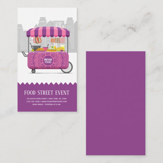 Livsmedelsgatuindiansk mat visitkort (Fram/baksida)