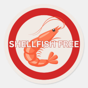Livsmedelshellfish Free Alert Classic-märkning Runt Klistermärke