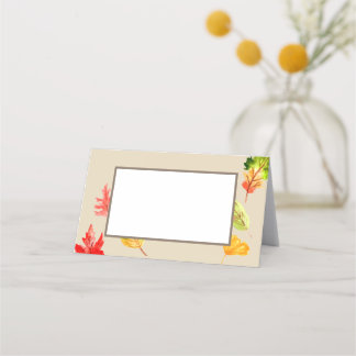 Livsmedelskort i tält under Höst löv hösten Placeringskort