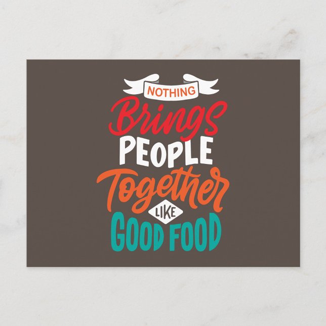 Livsmedelsoffert Vykort (A digital art illustration with the text "NOTHING Brings PEOPLE Together LIKE GOOD FOOD.)