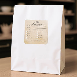LivsmedelssäkerhetsAllergens Handmade Kraft Löv Pr Fyrkantigt Klistermärke