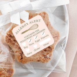 Livsmedelssäkerhetsallergi Alert Guld Bakery Whisk Fyrkantigt Klistermärke