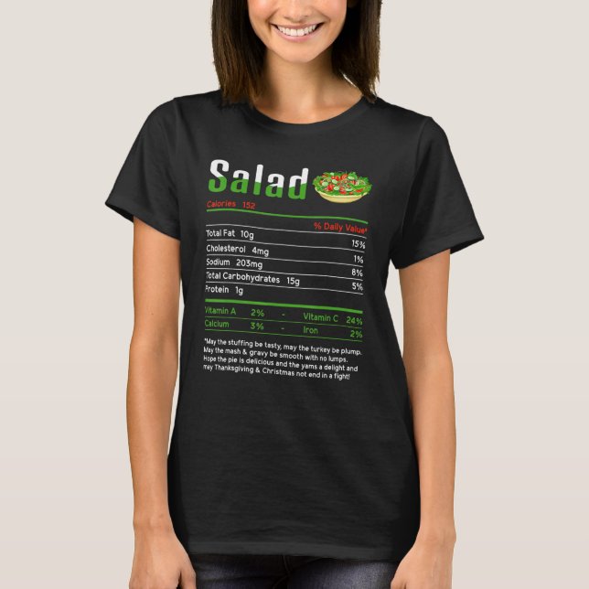 Livsmedelssalad nutrition - Thanksgiving jul T Shirt (Framsida)