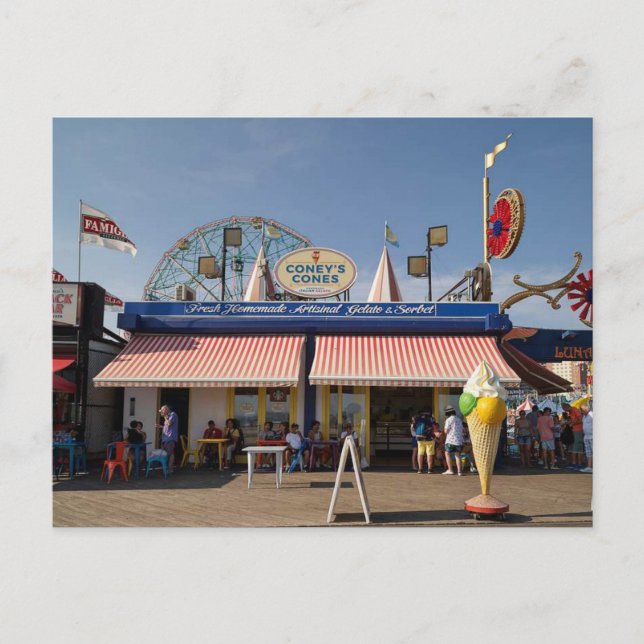 Livsmedelsstånd på Coney Island Amusement Vykort (Framsida)