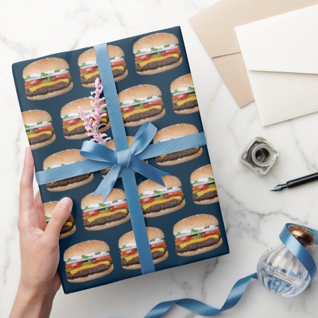 Livsmedelstestad ost BBQ Grilled Hamburger Foodie Presentpapper (Gifting)
