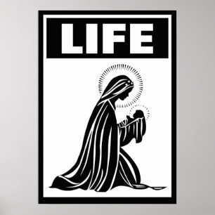LIVSMEDELSVIRGIN MARY BABY JESUS NATIVITY CATHOLIY POSTER