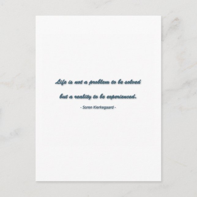 Livsoffert från Soren Kierkegaard - Livet är inte  Vykort (Framsida)
