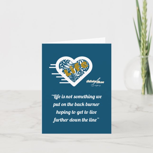 Livsoffertkort av Poet Adiela Akoo Anteckningskort (Framsida)