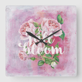 Livsomommarblommans Blommigt - vacker Fyrkantig Klocka