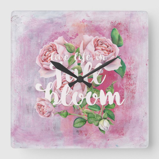 Livsomommarblommans Blommigt - vacker Fyrkantig Klocka (Framsida)