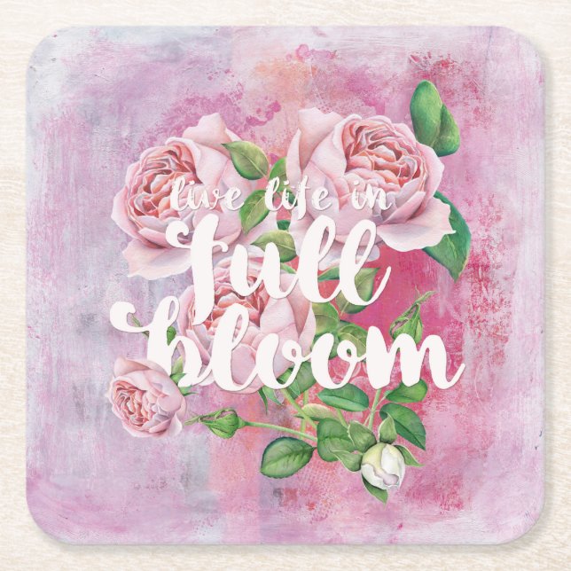 Livsomommarblommans Blommigt - vacker Underlägg Papper Kvadrat (Framsidan)