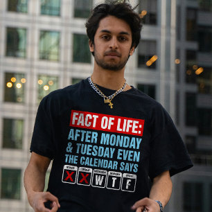 Livsrealitetskalender säger WTF Humor T Shirt