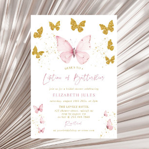 Livstid för Butterflies Rosa Guld Möhippa Inbjudningar
