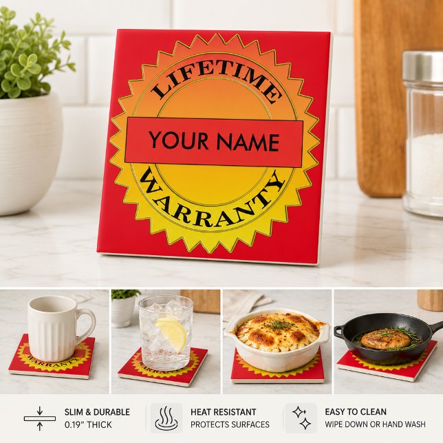 Livstidsgarantisymbol Ditt Namn Keramisk Platta Kakelplatta (Lifetime Warranty Symbol Your Name Ceramic Tile)