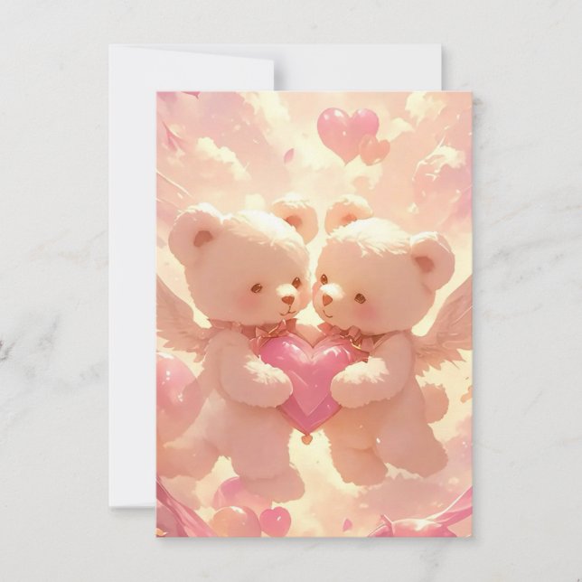 Livstidslöfte: Dreamy Nalle Bröllop Invita Inbjudningar (Framsida)