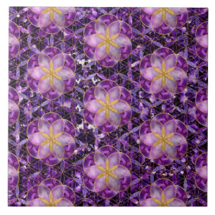 Livsuppehälle i Flower of Life Mönster - Anethys Kakelplatta