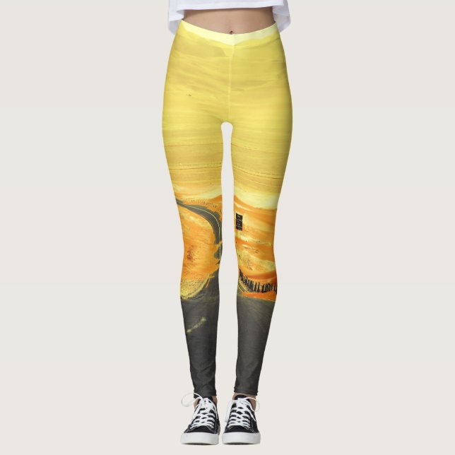 Liwa Oasis Asphalt Road, Dunes. Leggings (Framsida)