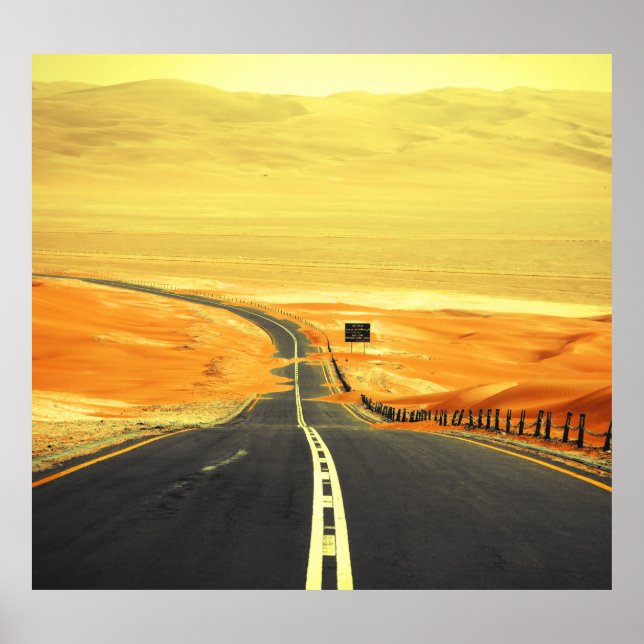 Liwa Oasis Asphalt Road, Dunes. Poster (Framsidan)