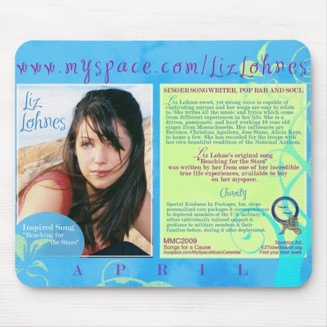 LIZ LOHNES från vår kalender 2009 - PROMO Mousepad Musmatta (Framsidan)