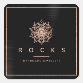 Liz Mandala Rosa ros Guld Metallic Black Glam Fyrkantigt Klistermärke