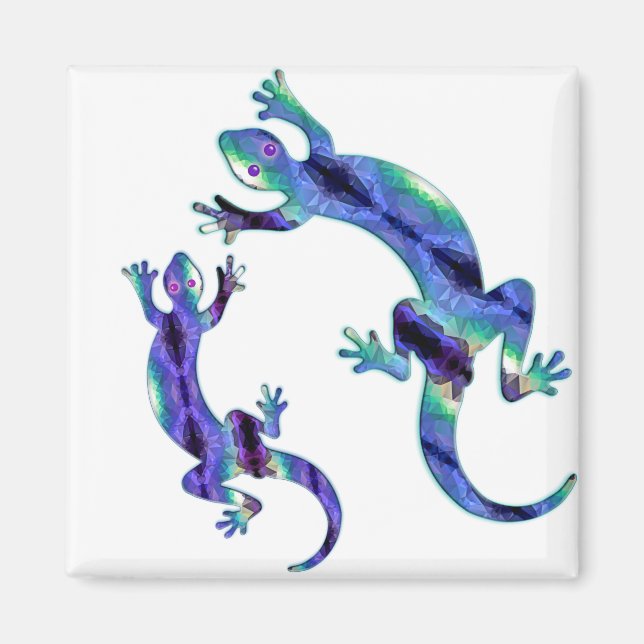 LIZARD 1 DUO BLUE OCH GRÖNT MOSAIC MAGNET (Framsidan)