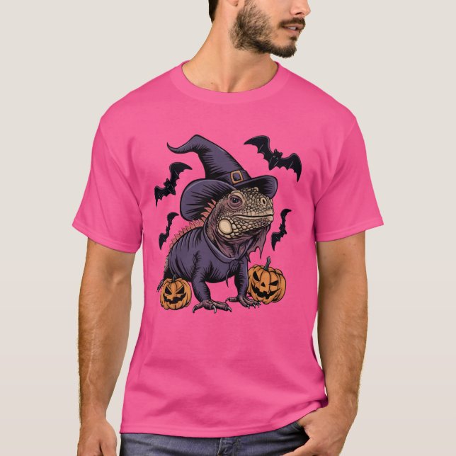Lizard Älskare Scary Pumpkin Fladdermus Witch Liza T Shirt (Framsida)