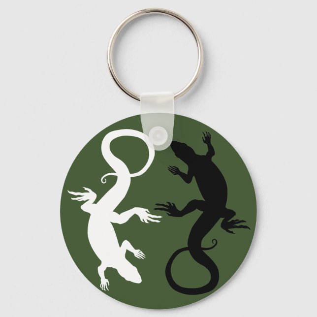 Lizard Art Keychain - Coola Retro Reptile Art-pres Nyckelring (Framsida)