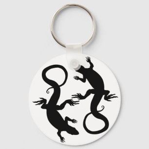 Lizard Art Keychain - Coola Retro Reptile Art-pres Nyckelring