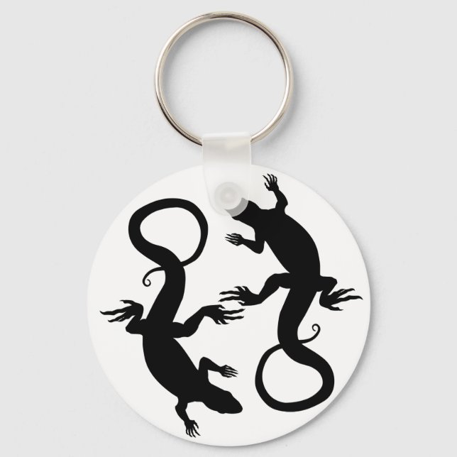 Lizard Art Keychain - Coola Retro Reptile Art-pres Nyckelring (Framsida)