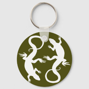 Lizard Art Keychain - Coola Retro Reptile Art-pres Nyckelring