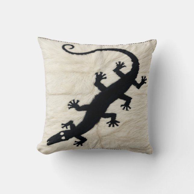 Lizard Black and White Vintage Kilim Cushion Kudde (Framsida)