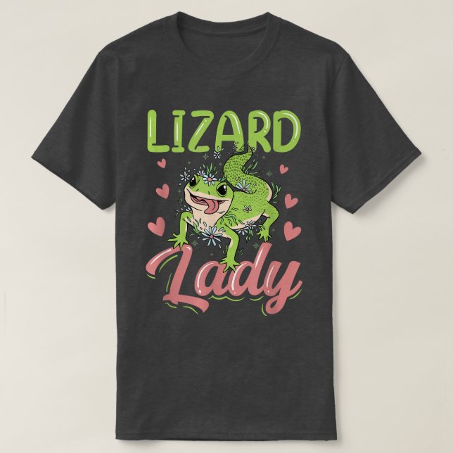 Lizard Dam Lizards Animal Gecko Älskare T Shirt (Design framsida)