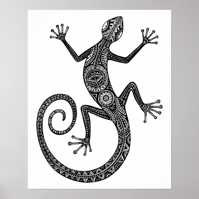 Lizard eller Salamander Doodle 2 Poster (Framsidan)